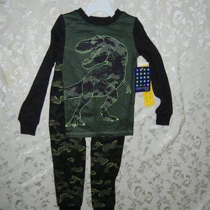 NWT Saint Eve Youth 2-piece PJ Set Dinosaur T Rex  Pjs size 6 Black Green